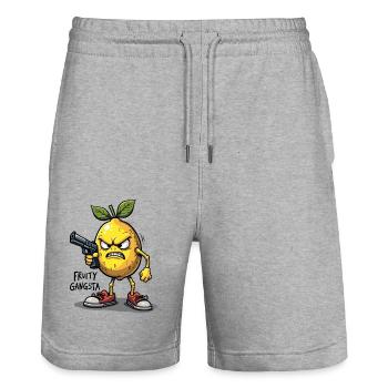 Gangsta fruité – Gangster au citron drôle - Short de jogging bio TRAINER Stanley/Stella unisexe - gris chiné - Devant - Nik (191cm) & Marisol (170cm)