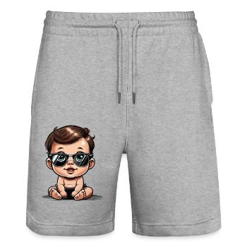 baby comic sonnenbrille - Stanley/Stella Unisex Bio Joggingshorts Trainer  - Grau meliert - Vorne - Nik (191cm) & Marisol (170cm)