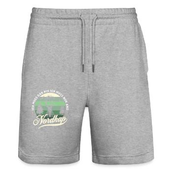 Norwegen Norway Norge North Cape Nordkap - Stanley/Stella Unisex Bio Joggingshorts Trainer  - Grau meliert - Vorne - Nik (191cm) & Marisol (170cm)
