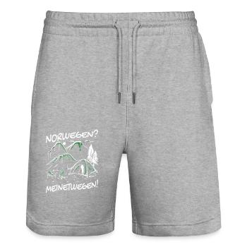 Norvège Camping Scandinavie Cap Nord - Short de jogging bio TRAINER Stanley/Stella unisexe - gris chiné - Devant - Nik (191cm) & Marisol (170cm)