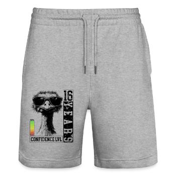 Vogel Strauß Teenager 16 Jahre Geburtstag Geschenk - Stanley/Stella Unisex Bio Joggingshorts Trainer  - Grau meliert - Vorne - Nik (191cm) & Marisol (170cm)