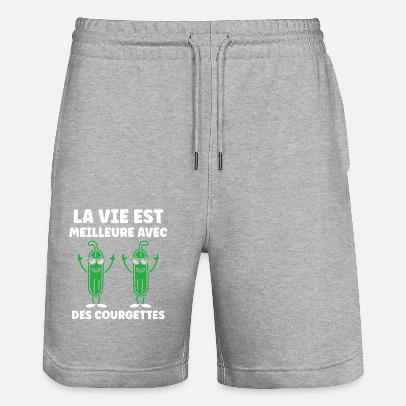 Humour Courgette - Short de jogging bio TRAINER Stanley/Stella unisexe - gris chiné