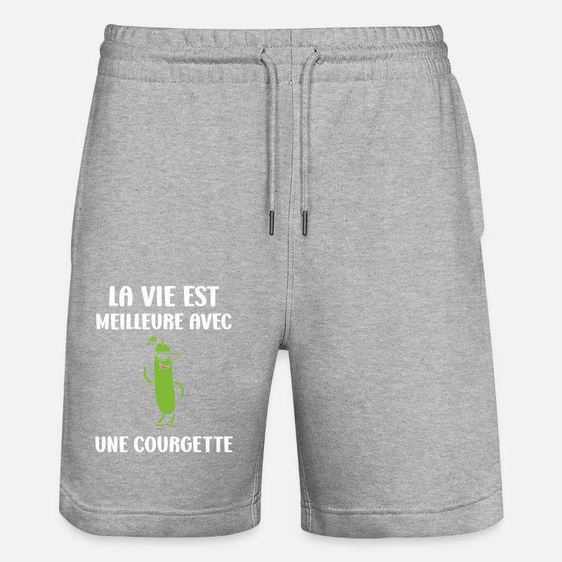 Humour Courgette - Short de jogging bio TRAINER Stanley/Stella unisexe - gris chiné