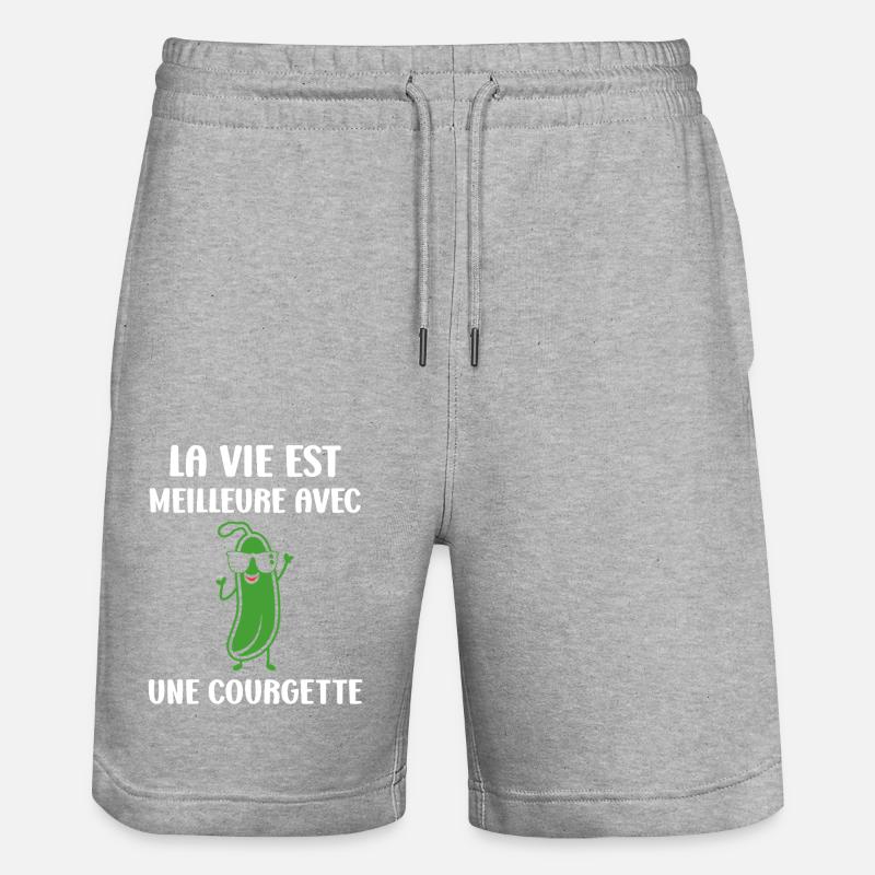 Humour Courgette - Short de jogging bio TRAINER Stanley/Stella unisexe - gris chiné