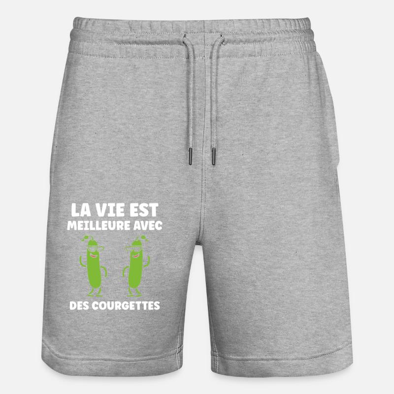Humour Courgette - Short de jogging bio TRAINER Stanley/Stella unisexe - gris chiné