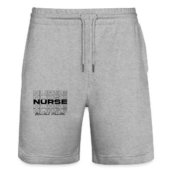 Infirmière en santé mentale Infirmières médicales élégantes - Short de jogging bio TRAINER Stanley/Stella unisexe - gris chiné - Devant - Nik (191cm) & Marisol (170cm)