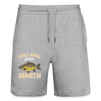 Cool Guys Go Fishing Sport Fisherman Angler Motif - Stanley/Stella Trainer Unisex Organic Jogging Shorts - heather grey - Front - Nik (191cm) & Marisol (170cm)