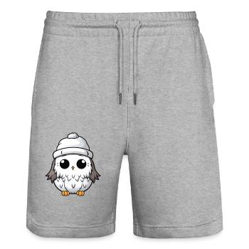 Owl Winter Animal Baby Comic - Stanley/Stella Trainer Unisex Organic Jogging Shorts - heather grey - Front - Nik (191cm) & Marisol (170cm)