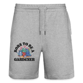 Plant Lover Gardening Born To Be A - Stanley/Stella Trainer Unisex Organic Jogging Shorts - heather grey - Front - Nik (191cm) & Marisol (170cm)