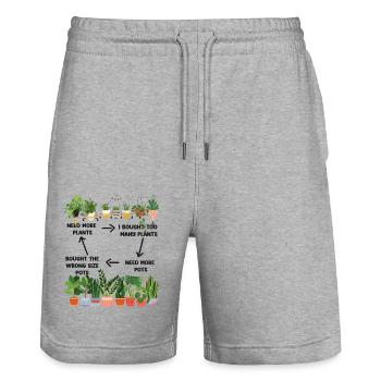 Les amateurs de plantes ont besoin de plus - Short de jogging bio TRAINER Stanley/Stella unisexe - gris chiné - Devant - Nik (191cm) & Marisol (170cm)