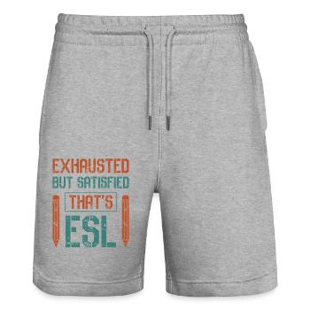 ESL-Lehrer ESL Unterricht - Stanley/Stella Unisex Bio Joggingshorts Trainer  - Grau meliert - Vorne - Nik (191cm) & Marisol (170cm)