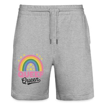 Queef Queen Queefed Adult Humour Queefing - Stanley/Stella Trainer Unisex Organic Jogging Shorts - heather grey - Front - Nik (191cm) & Marisol (170cm)