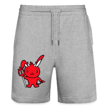 Bunny Devil Démon Mal Satan Enfer Trident Costume - Short de jogging bio TRAINER Stanley/Stella unisexe - gris chiné - Devant - Nik (191cm) & Marisol (170cm)