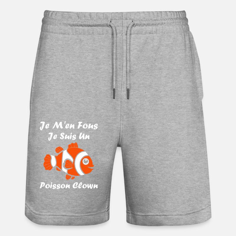 Humour Poisson rouge - Short de jogging bio TRAINER Stanley/Stella unisexe - gris chiné