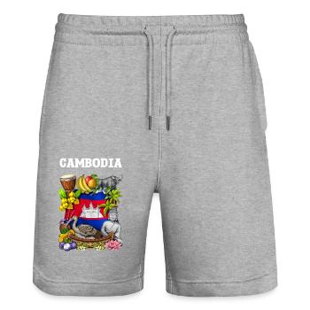 Kambodscha - Stanley/Stella Unisex Bio Joggingshorts Trainer  - Grau meliert - Vorne - Nik (191cm) & Marisol (170cm)