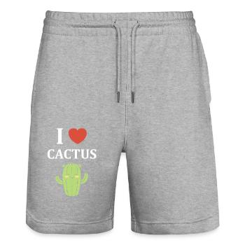 Kaktus - Stanley/Stella Unisex Bio Joggingshorts Trainer  - Grau meliert - Vorne - Nik (191cm) & Marisol (170cm)