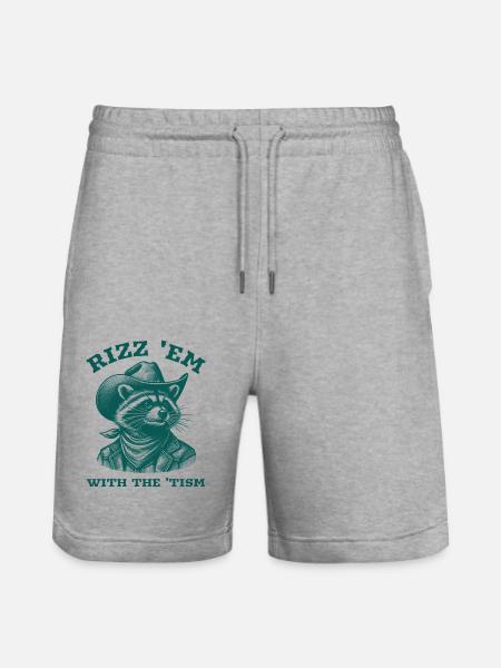 Rizz 'Em med 'Tism Raccoon Cowboy Western - Stanley/Stella Trainer økologiske unisex joggingshorts - grå meleret