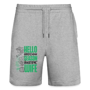 Amoureux des plantes Jardinage Mari Femme - Short de jogging bio TRAINER Stanley/Stella unisexe - gris chiné - Devant - Nik (191cm) & Marisol (170cm)