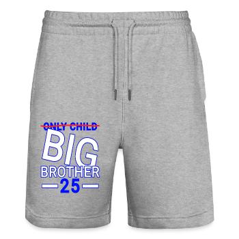 Brother Saying Funny 25 - Stanley/Stella Trainer Unisex Organic Jogging Shorts - heather grey - Front - Nik (191cm) & Marisol (170cm)