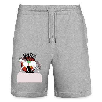 Chevaux Cheval Conte de fées Conte de fées Personnage Enfants - Short de jogging bio TRAINER Stanley/Stella unisexe - gris chiné - Devant - Nik (191cm) & Marisol (170cm)