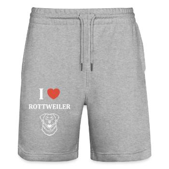 rottweiler - Short de jogging bio TRAINER Stanley/Stella unisexe - gris chiné - Devant - Nik (191cm) & Marisol (170cm)