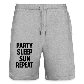 Party Sleep Sun Repeat – Sommer Lifestyle - Stanley/Stella Unisex Bio Joggingshorts Trainer  - Grau meliert - Vorne - Nik (191cm) & Marisol (170cm)