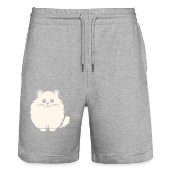 Persian cat - Stanley/Stella Trainer Unisex Organic Jogging Shorts - heather grey - Front - Nik (191cm) & Marisol (170cm)