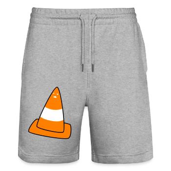 traffic cone with face - Stanley/Stella Trainer Unisex Organic Jogging Shorts - heather grey - Front - Nik (191cm) & Marisol (170cm)