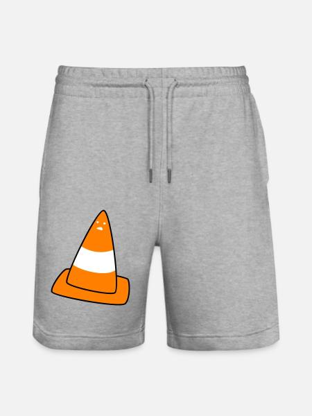 traffic cone with face - Stanley/Stella Trainer Unisex Organic Jogging Shorts - heather grey