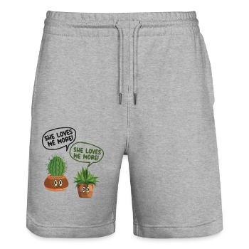Plant Lover Gardening Cactus - Stanley/Stella Unisex Bio Joggingshorts Trainer  - Grau meliert - Vorne - Nik (191cm) & Marisol (170cm)