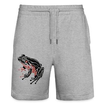 GRENOUILLE - Short de jogging bio TRAINER Stanley/Stella unisexe - gris chiné - Devant - Nik (191cm) & Marisol (170cm)