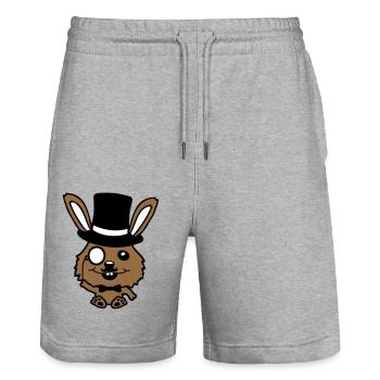 Sir Bunny Monocle Glasses Beard Top Hat Mr. Mr. - Stanley/Stella Trainer Unisex Organic Jogging Shorts - heather grey - Front - Nik (191cm) & Marisol (170cm)
