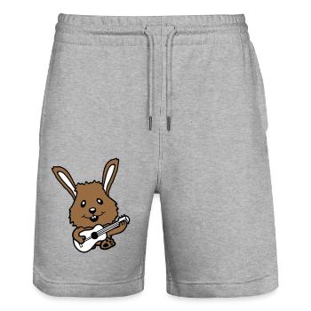 Bunny Playing Guitar Music Fun Hobby Instrument - Stanley/Stella Trainer Unisex Organic Jogging Shorts - heather grey - Front - Nik (191cm) & Marisol (170cm)