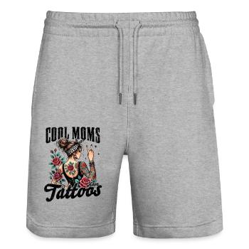 Les mamans cool ont des tatouages - Short de jogging bio TRAINER Stanley/Stella unisexe - gris chiné - Devant - Nik (191cm) & Marisol (170cm)