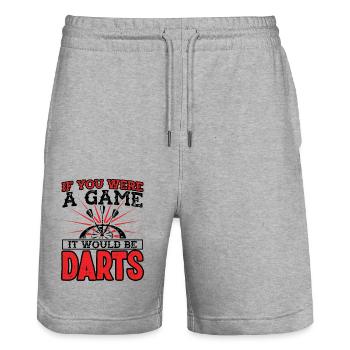 Dart Dartspieler Dartspiel Herren - Stanley/Stella Unisex Bio Joggingshorts Trainer  - Grau meliert - Vorne - Nik (191cm) & Marisol (170cm)