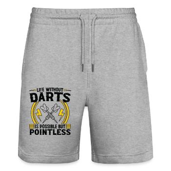 Dart Dartspieler Dartspiel Herren - Stanley/Stella Unisex Bio Joggingshorts Trainer  - Grau meliert - Vorne - Nik (191cm) & Marisol (170cm)