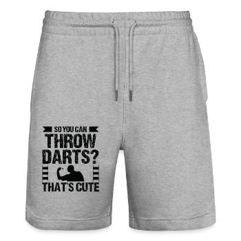 Dart Dartspieler Dartspiel Herren - Stanley/Stella Unisex Bio Joggingshorts Trainer  - Grau meliert - Vorne - Nik (191cm) & Marisol (170cm)