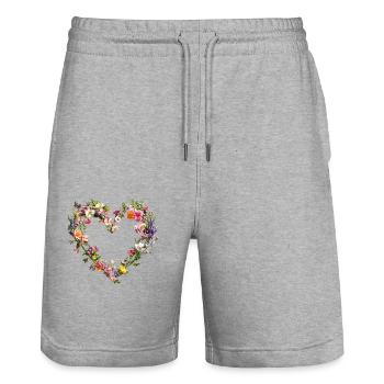 Cœur de fleurs délicates Fleurs printanières - Short de jogging bio TRAINER Stanley/Stella unisexe - gris chiné - Devant - Nik (191cm) & Marisol (170cm)
