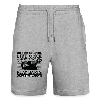 Dart Dartspieler Dartspiel Herren - Stanley/Stella Unisex Bio Joggingshorts Trainer  - Grau meliert - Vorne - Nik (191cm) & Marisol (170cm)