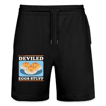 Gefüllte Eier Dressed Deviled Eggs Geschenk - Stanley/Stella Unisex Bio Joggingshorts Trainer  - Schwarz - Vorne - Nik (191cm) & Marisol (170cm)