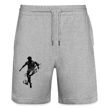 Silhouette de footballeur - footballeur en mouvement - Short de jogging bio TRAINER Stanley/Stella unisexe - gris chiné - Devant - Nik (191cm) & Marisol (170cm)