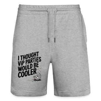 Je pensais que les soirées VIP seraient plus cool Ironie VIP - Short de jogging bio TRAINER Stanley/Stella unisexe - gris chiné - Devant - Nik (191cm) & Marisol (170cm)