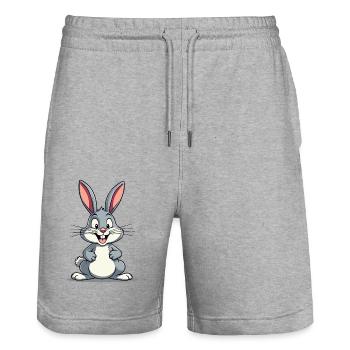 Funny Easter Bunny Cute Bunny Easter - Stanley/Stella Trainer Unisex Organic Jogging Shorts - heather grey - Front - Nik (191cm) & Marisol (170cm)