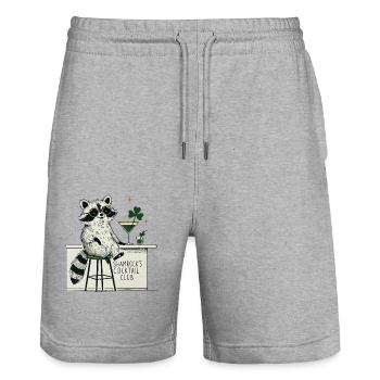 Shamrock's Cocktail Club Waschbär St. Patrick's - Stanley/Stella Unisex Bio Joggingshorts Trainer  - Grau meliert - Vorne - Nik (191cm) & Marisol (170cm)