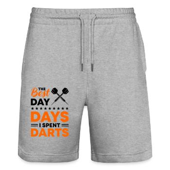 Dart Dartspieler Dartspiel Herren - Stanley/Stella Unisex Bio Joggingshorts Trainer  - Grau meliert - Vorne - Nik (191cm) & Marisol (170cm)