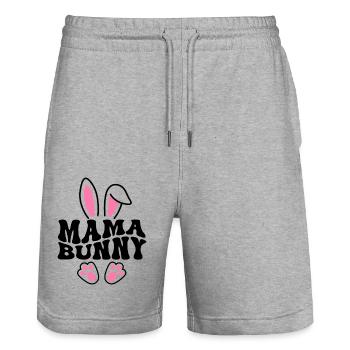 Mama Bunny - Stanley/Stella Trainer Unisex Organic Jogging Shorts - heather grey - Front - Nik (191cm) & Marisol (170cm)