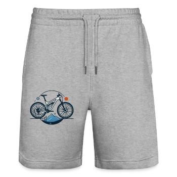 Mountain Bike Adventure Bike Graphic - Stanley/Stella Trainer Unisex Organic Jogging Shorts - heather grey - Front - Nik (191cm) & Marisol (170cm)