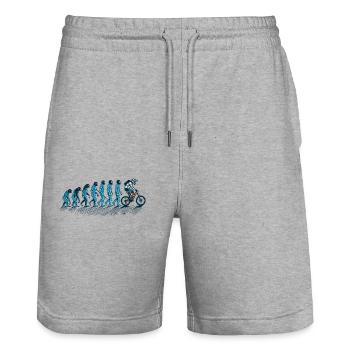 Evolution Mensch Zum Fahrradfahrer - Stanley/Stella Unisex Bio Joggingshorts Trainer  - Grau meliert - Vorne - Nik (191cm) & Marisol (170cm)