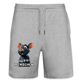 Funny Fun Article Office & Everyday Saying Satire - Stanley/Stella Trainer Unisex Organic Jogging Shorts - heather grey - Front - Nik (191cm) & Marisol (170cm)