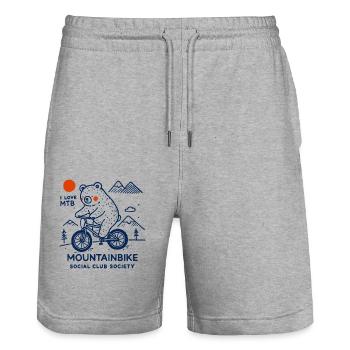 Cycling Adventure with Bear Mountain Bike Social Club - Stanley/Stella Trainer Unisex Organic Jogging Shorts - heather grey - Front - Nik (191cm) & Marisol (170cm)